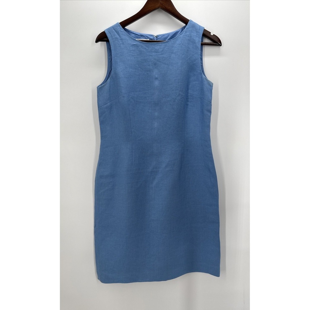 Talbots  Irish Linen baby blue dress just below knee back zipper 8